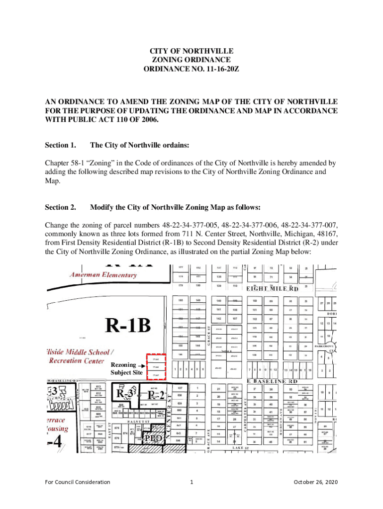 Fillable Online Zoning Ordinance and Map City of Northville, MI Fax