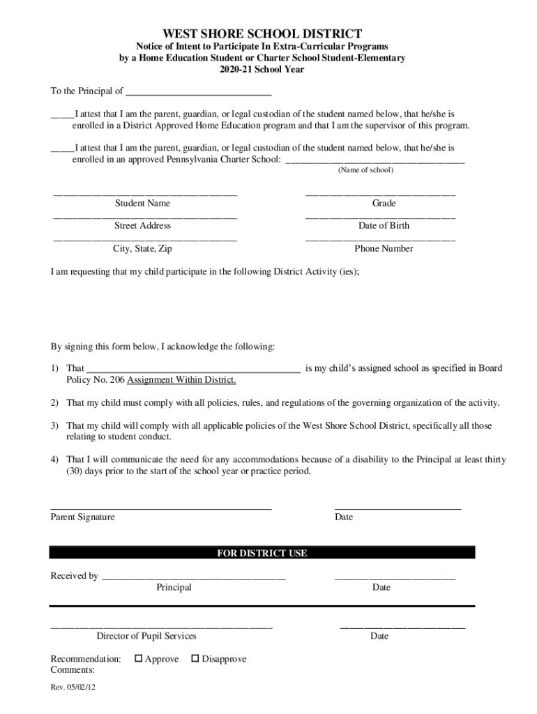 Fillable Online Apply Now for Summer School West Shore School