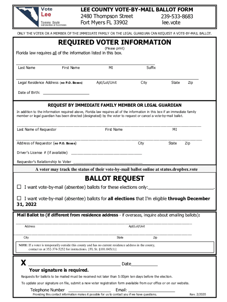 Fillable Online Request a VotebyMail Ballot Fax Email Print pdfFiller