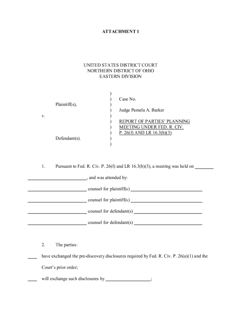 ATTACHMENT 1 - Northern District of Ohio United States Preview on Page 1