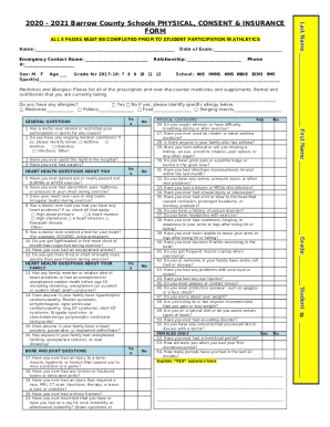 Athletic Physical Form - Barrow County Schools - Fill and ...