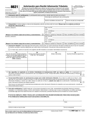 Form 8821 (sp) (Rev. January 2021). Tax Information Authorization (Spanish Version)