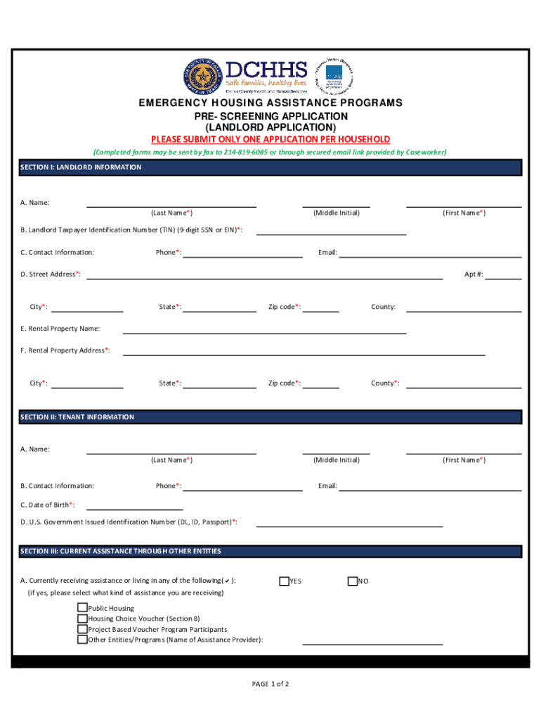 How to Apply for Emergency Low-Income Housing Online Housing Choice Voucher ProgramForms for Landlor Preview on Page 1