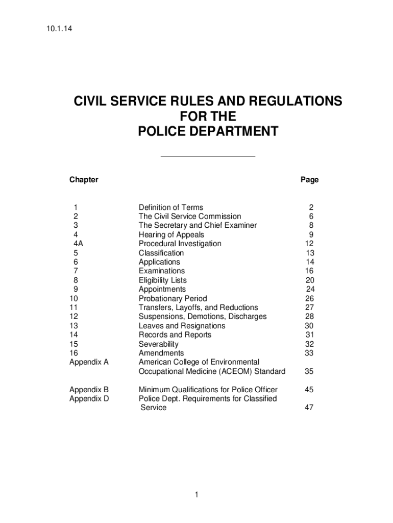 Fillable Online CIVIL SERVICE RULES AND REGULATIONS FOR THE POLICE