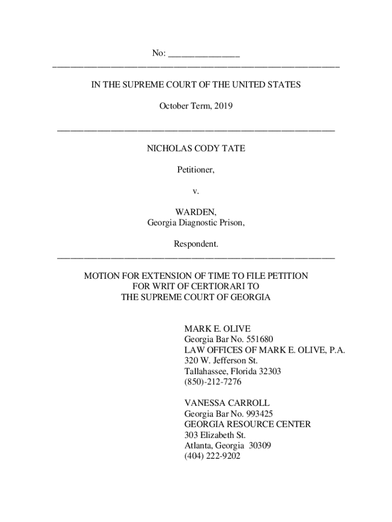 Fillable Online Ford v. Tate 2019 Supreme Court of
