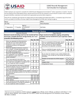 Aid 502-2 (usaid records management exit checklist for employees)