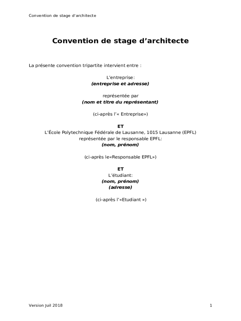 Convention de stage dingnieur EPFL Doc Template pdfFiller