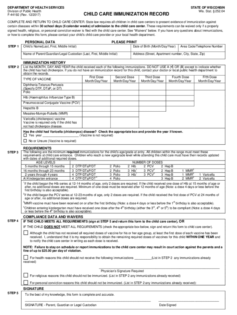 vaccination records wisconsin Preview on Page 1