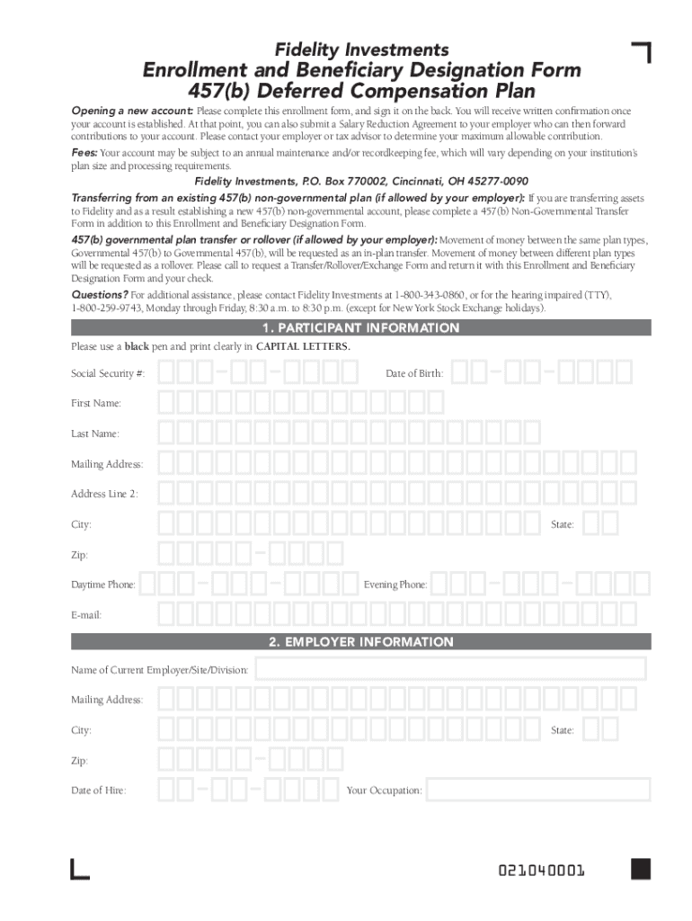 Fillable Online hr gwu Enrollment and Beneciary Designation Form Fax ...