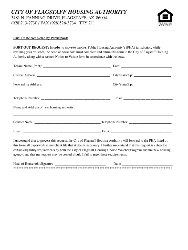 Fillable Online Housing SectionCity of Flagstaff Official site Fax