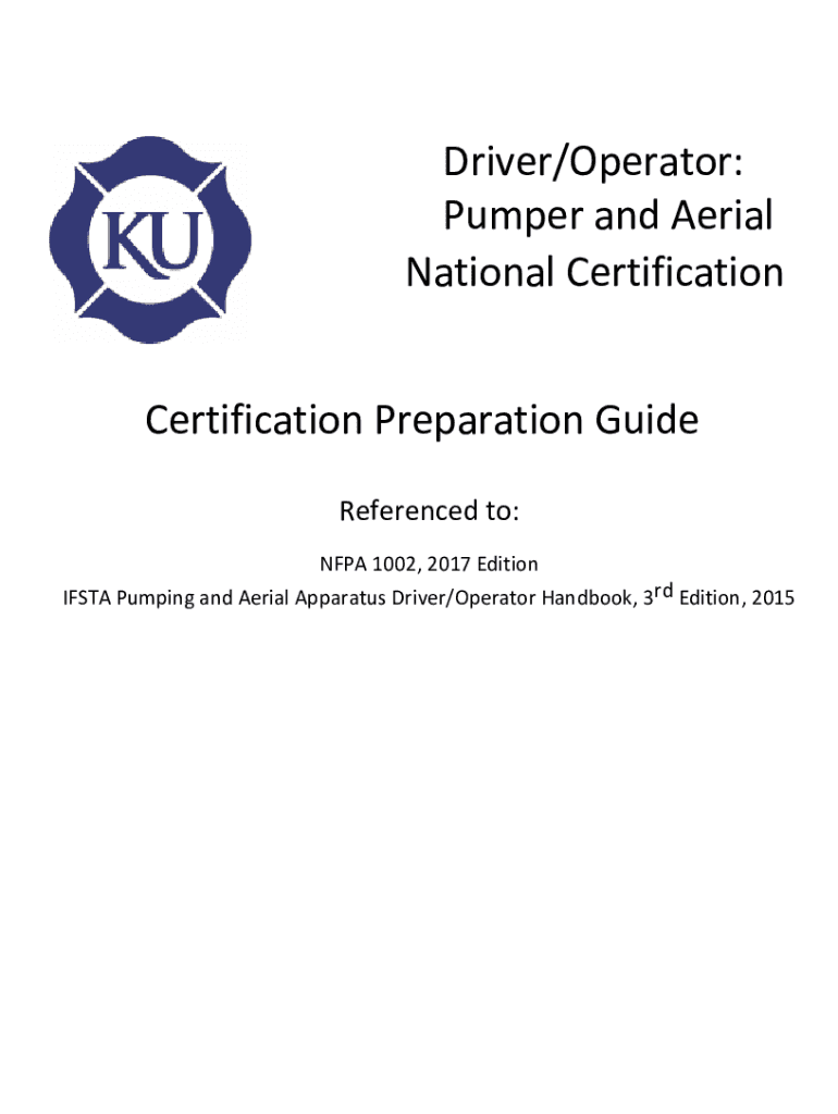 Fillable Online Driver/Operator: Pumper and Aerial National ...
