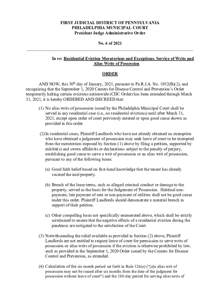 Fillable Online FIRST JUDICIAL DISTRICT OF PENNSYLVANIA pacourts