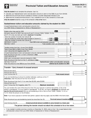 5008-S11 Schedule SK(S11) - Provincial Tuition and Education Amounts - T1 General 2005 - Saskatchewan