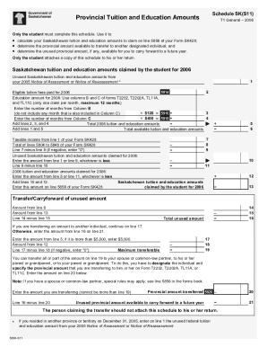 5008-S11 Schedule SK(S11) - Provincial Tuition and Education Amounts - T1 General 2006 - Saskatchewan