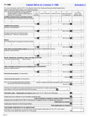 5006-S3 Schedule 3 - T1 General 1996 - Capital Gains (or Losses) in 1996 - Northwest Territories