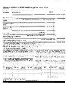5012-S7 Schedule 7 - Northwest Territories - T1 General 1985 - Statement of real estate rentals
