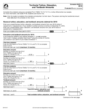 5014-S11 Schedule NU(S11) - Territorial Tuition, Education, and Textbook Amounts - Nunavut - 2019