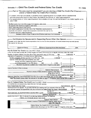 5006-S7 Schedule 7 - Ontario - T1 General 1989 - Child tax credit and federal sales tax credit
