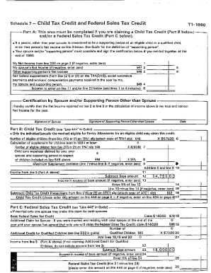 5006-S7 Schedule 7 - Ontario - T1 General 1990 - Child tax credit and federal sales tax credit