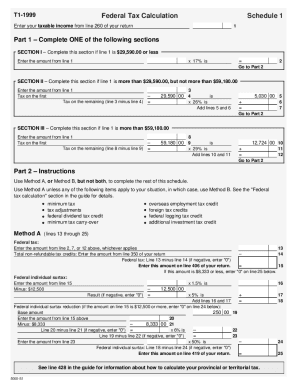 5000-S1 T1 General 1999 Schedule 1 - Common (Except Non-Residents) - Northwest Territories