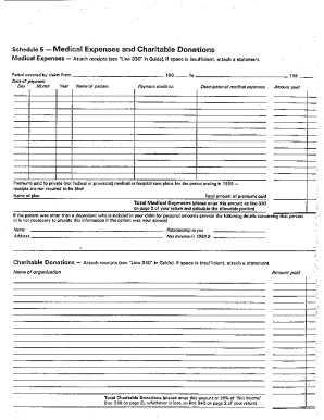 5006-S5 Schedule 5 - Ontario - T1 General 1988 - Medical expenses and charitable donations