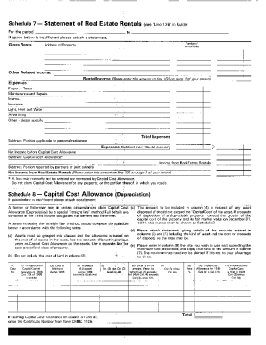 5010-S7 Schedule 7 - British Columbia - T1 General 1986 - Statement of real estate rentals