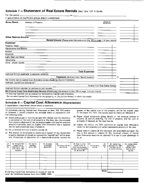 5010-S7 Schedule 7 - British Columbia - T1 General 1987 - Statement of real estate rentals