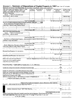 5011-S3 Schedule 3 - Yukon - T1 General 1987 - Summary of dispositions of capital property