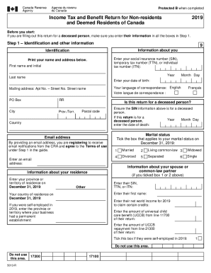 5013-R Income Tax and Benefit Return for Non-Residents and Deemed Residents of Canada - 2019
