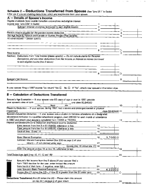 5009-S2 Schedule AB(S2) - Deductions transferred from spouse - T1 General 1987 - Alberta