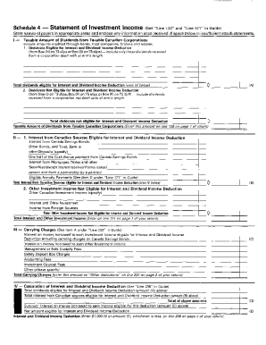 5010-S4 Schedule 4 - British Columbia - T1 General 1985 - Statement of investment income