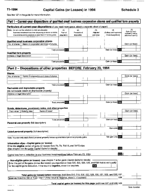 5001-S3 Schedule 3- Newfoundland - T1 General 1994 - Capital gains (or losses) in 1994