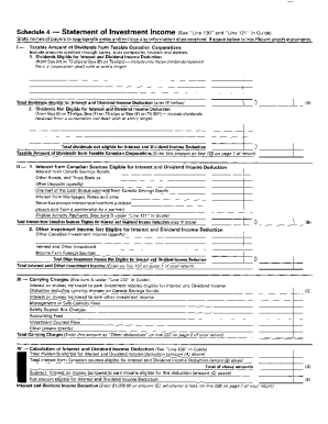 5008-S4 Schedule 4 - Saskatchewan - T1 General 1985 - Statement of investment income