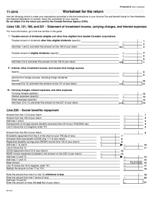 Canada Non-Resident Tax Worksheet