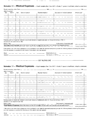5012-S11 Schedule 11 - Northwest Territories- T1 General 1987 - Medical Expenses