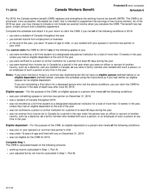 5014-S6 Schedule 6 - Canada Workers Benefit - Version for Nunavut (NU) only - 2019