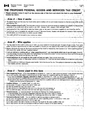 5010-GSTC The proposed federal goods and services tax - British Columbia - 1990