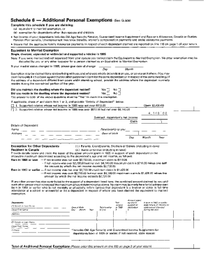 5009-S6 Schedule 6 - Alberta - T1 General 1985 - Additional personal exemptions