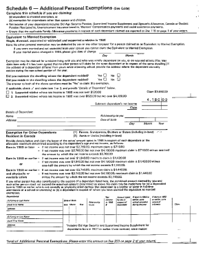 5009-S6 Schedule 6 - Alberta - T1 General 1986 - Additional personal exemptions