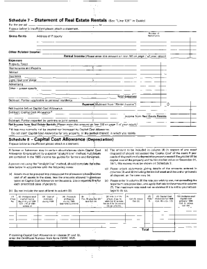 5011-S7 Schedule 7 - Yukon - T1 General 1985 - Statement of real estate rentals