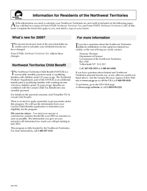 5012-PC Information for Residents of the Northwest Territories - T1 General 2009