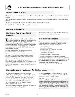 5012-PC Information for Residents of the Northwest Territories - T1 General 2010