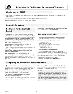 5012-PC T1 General 2011 - Information for Residents of the Northwest Territories