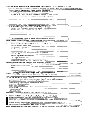 5011-S4 Schedule 4 - Yukon - T1 General 1986 - Statement of investment income