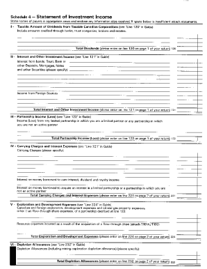 5011-S4 Schedule 4 - Yukon - T1 General 1988 - Statement of investment income
