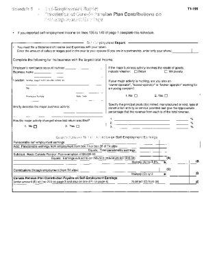 5001-S8 Schedule 8 - Newfoundland - T1 General 1991 - Self-employment report