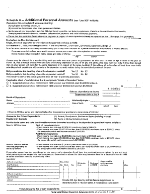 5006-S6 Schedule 6 - Ontario - T1 General 1988 - Additional personal amounts