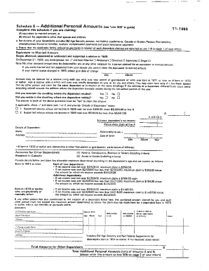 5006-S6 Schedule 6 - Ontario - T1 General 1989 - Additional personal amounts