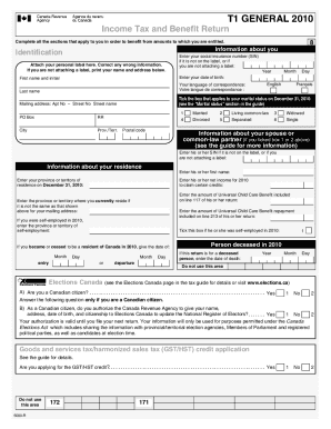 5000-R T1 General 2010 - Income Tax and Benefit Return - Prince Edward Island