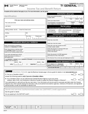 5000-R T1 General 2012 - Income Tax and Benefit Return - Prince Edward Island